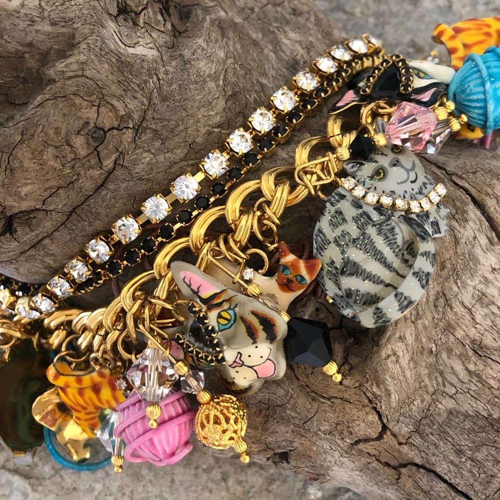 Lunch at the Ritz- Kitty charm bracelet